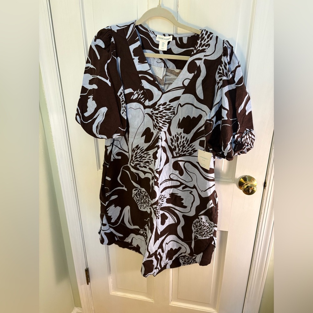 Cynthia Rowley Brown and White Floral dress